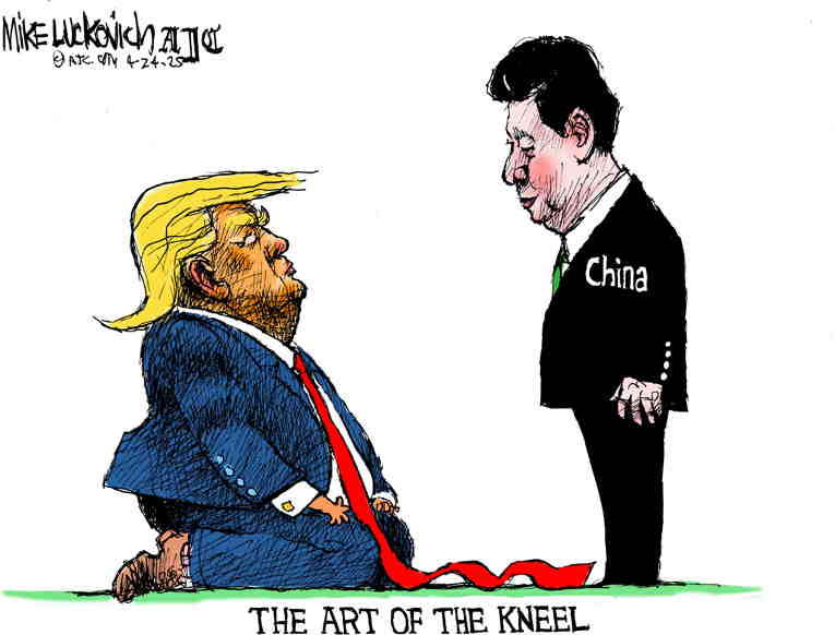 Political/Editorial Cartoon by Mike Luckovich, Atlanta Journal-Constitution on Trump Tanks Economy