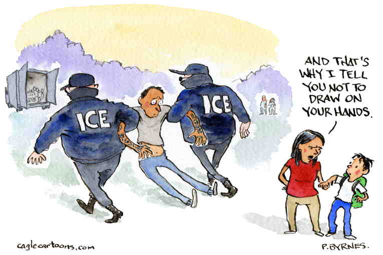 Political/Editorial Cartoon by Pat Byrnes, PoliticalCartoons.com on Gastapo Follow Trump’s Orders