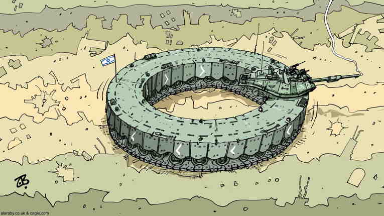 Political/Editorial Cartoon by Emad Hajjaj, Al Ghad, Amman, Jordan on Gaza Sufferring Continues