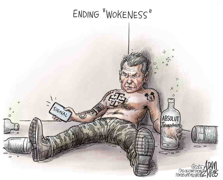 Political/Editorial Cartoon by Adam Zyglis, The Buffalo News on Hegseth Lashes Out