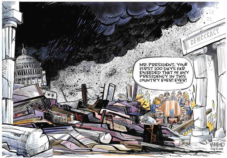 Political/Editorial Cartoon by Dave Whamond, Canada, PoliticalCartoons.com on 100 Days of Blitzkrieg