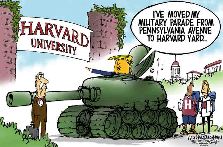 Political/Editorial Cartoon by Walt Handelsman, Newsday on Despot Attacks Rule of Law