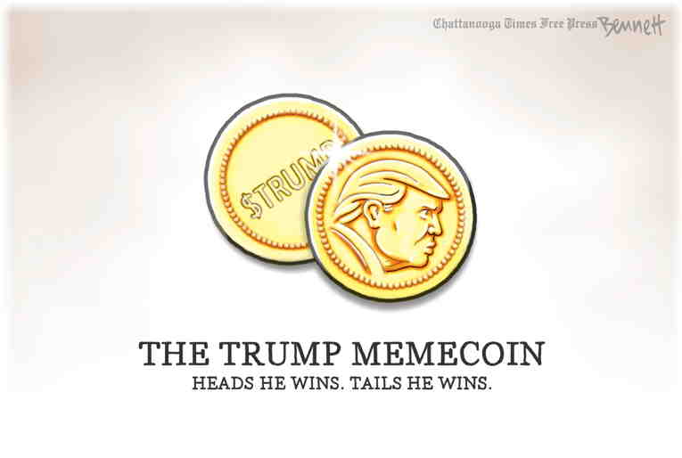 Political/Editorial Cartoon by Clay Bennett, Chattanooga Times Free Press on Trump Grift Deepens