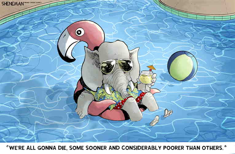 Political/Editorial Cartoon by Drew Sheneman, Newark Star Ledger on Americans Respond to Bill