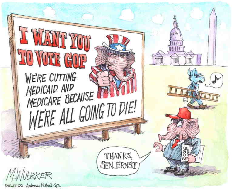 Political/Editorial Cartoon by Matt Wuerker, Politico on Americans Respond to Bill