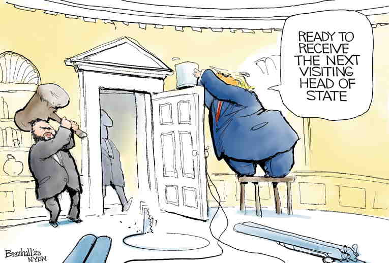 Political/Editorial Cartoon by Bill Bramhall, New York Daily News on Biden Dead, Trump Says