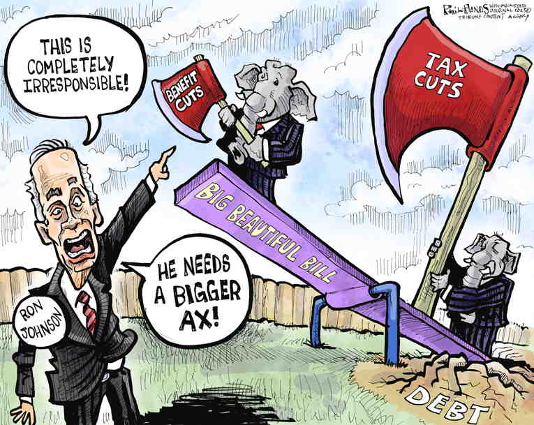 Political/Editorial Cartoon by Phil Hands, Wisconsin State Journal on Senate Considers Bill