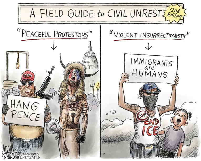 Political/Editorial Cartoon by Adam Zyglis, The Buffalo News on Trump Invades Los Angeles