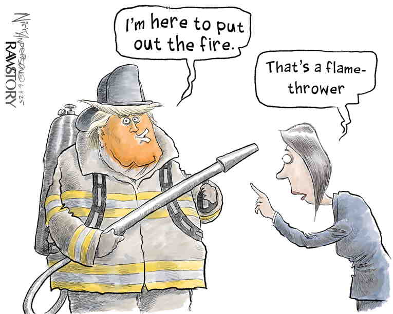 Political/Editorial Cartoon by Nick Anderson, Houston Chronicle on Trump Invades Los Angeles