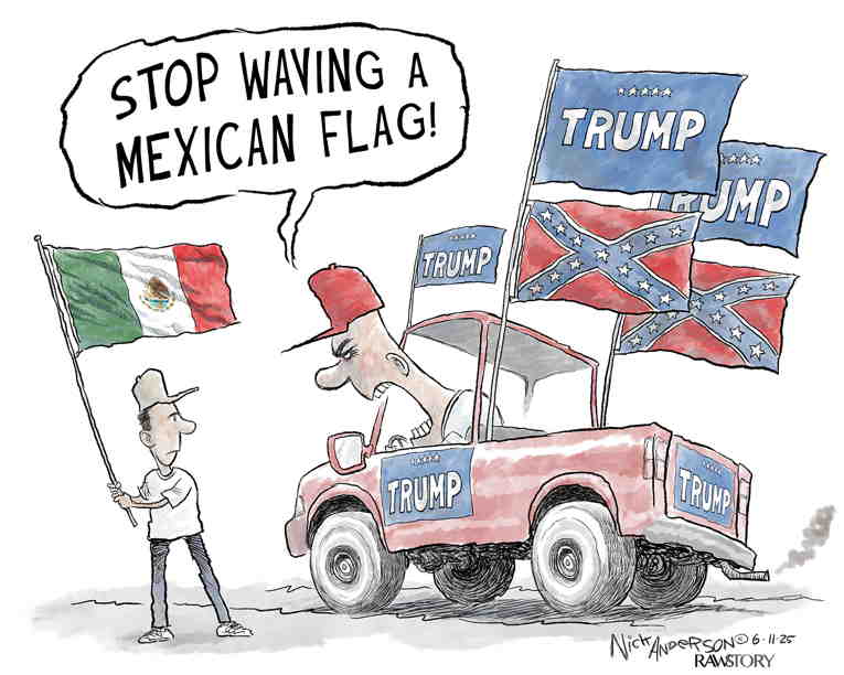 Political/Editorial Cartoon by Nick Anderson, Houston Chronicle on Trump Invades Los Angeles