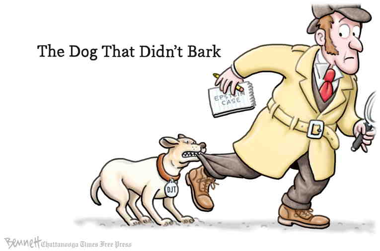 Political/Editorial Cartoon by Clay Bennett, Chattanooga Times Free Press on Epstein Emails Released