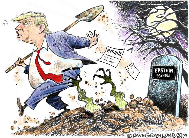 Political/Editorial Cartoon by Dave Granlund on Epstein Emails Released